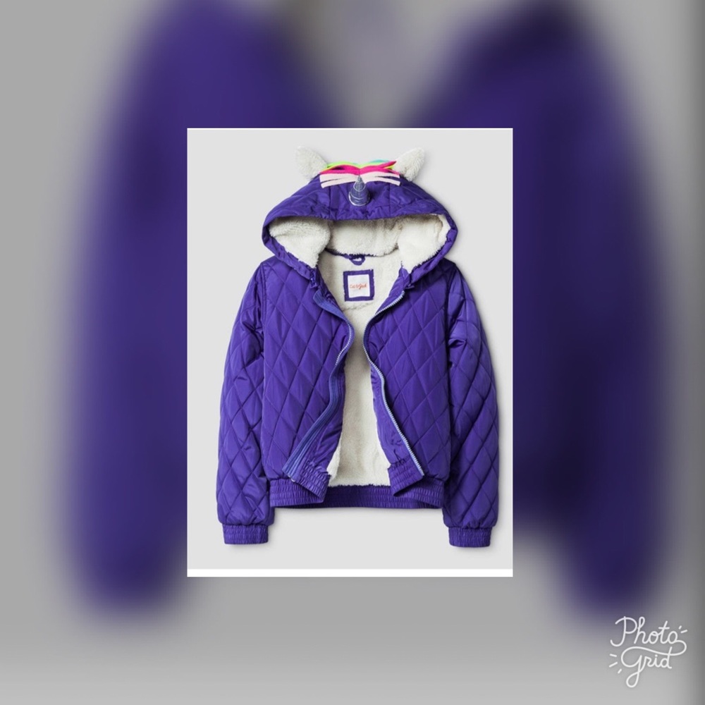 Girls Unicorn Puffer Jacket